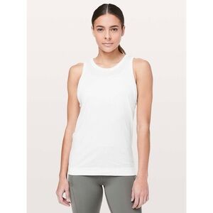 Lululemon “Swiftly Breeze Tank” striped athletic tank top (measures size 10)